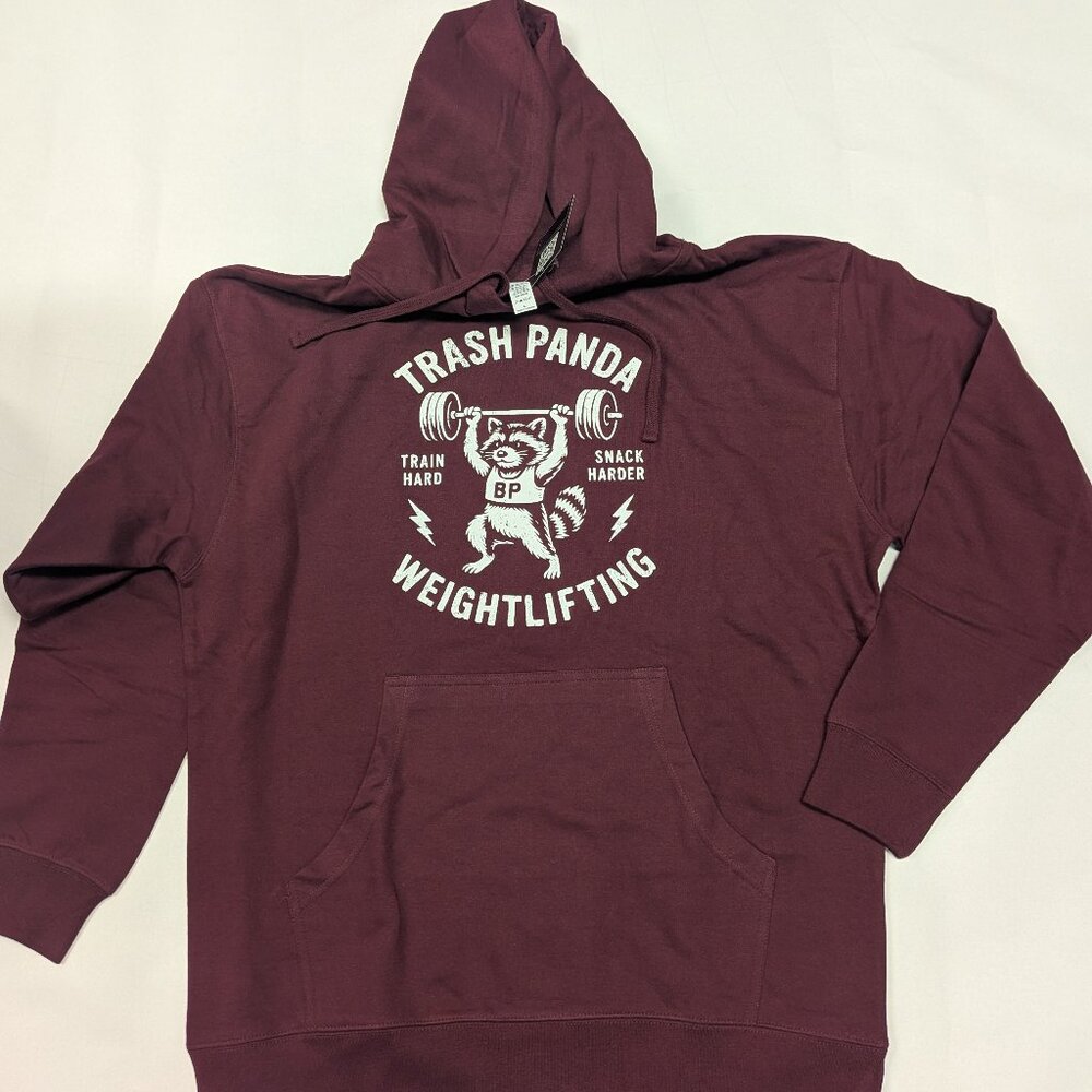 Barbells And Ponytail Pullover "Trash Panda" Hoodie Sweatshirt Sz L